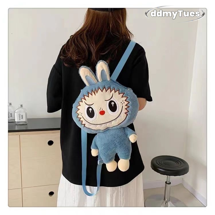 Labubu zimomo Cute Cartoon Plush Doll Backpack New Student Crossbody Bags The Monsters Outdoor Travel Bag Toy ddmythur