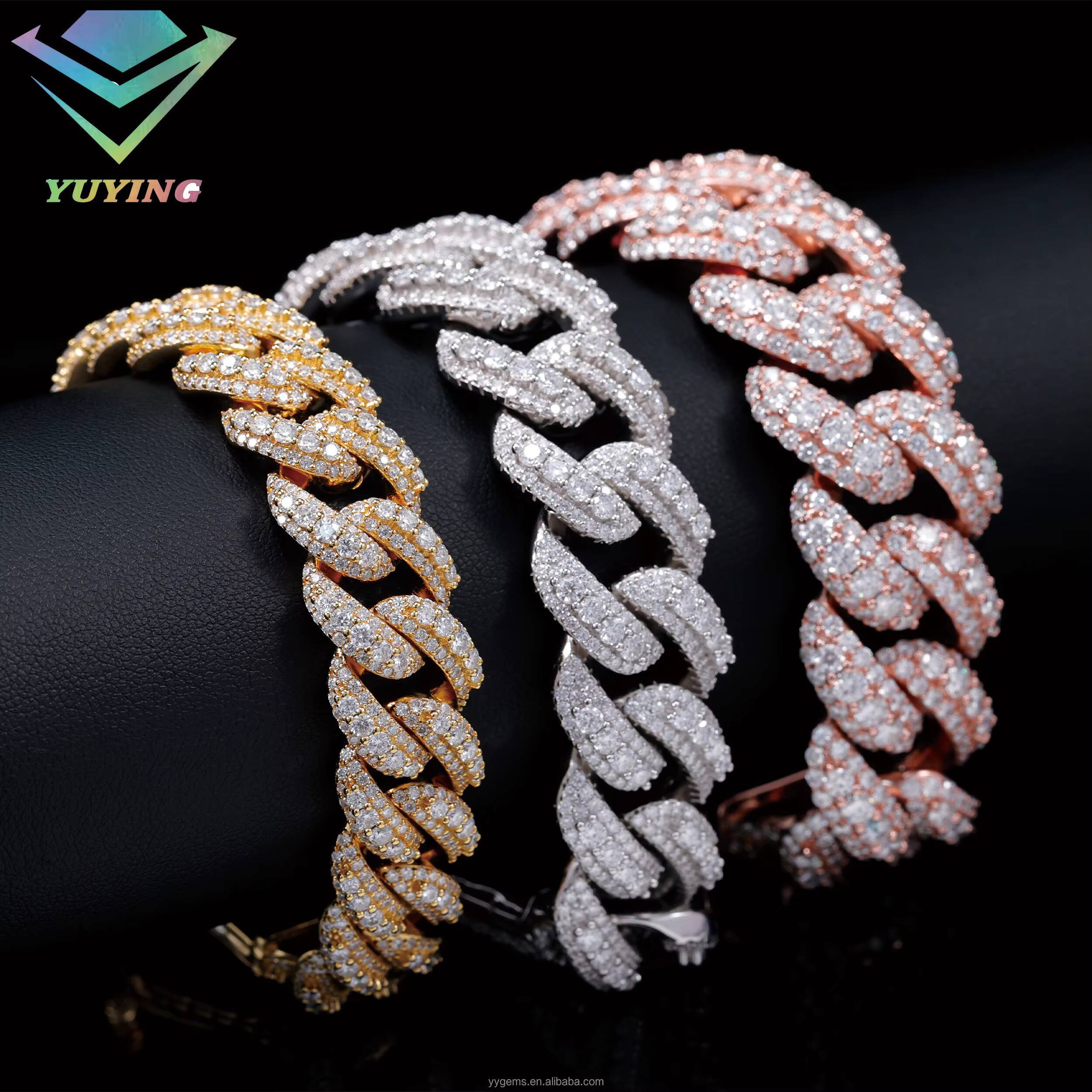 VVS Mossanite Cuban Bracelet Fine Jewelry 14mm22mm Wide S925 Silver GRA Moissanite Bracelet iced out Diamond Cuban Bracelet