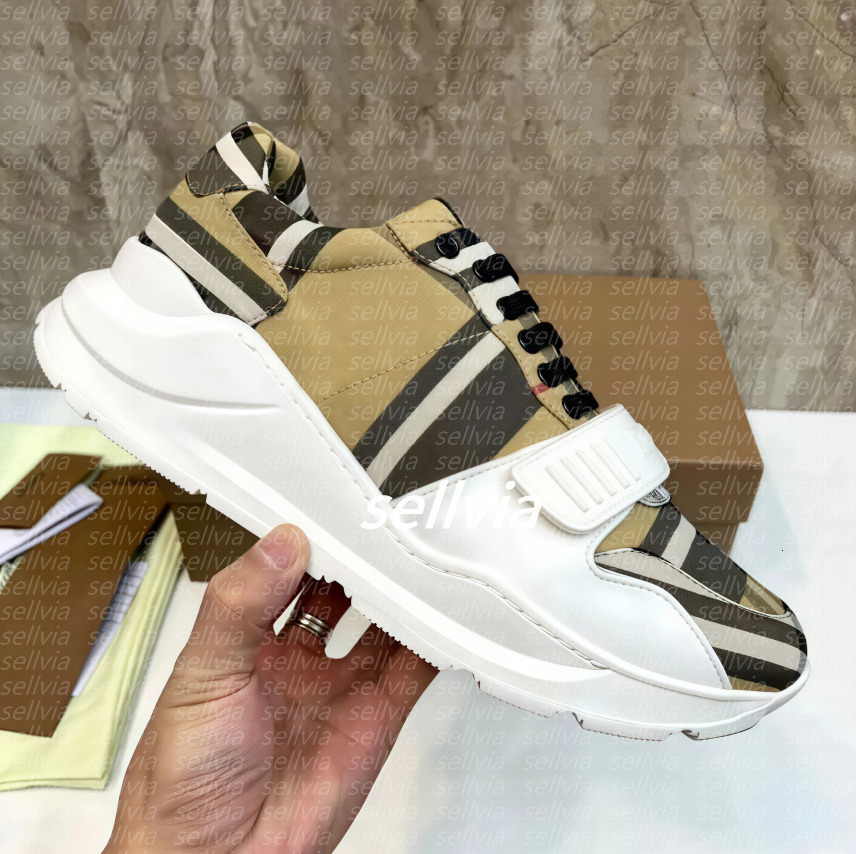 Classic Plaid Trainer Designer Shoes Men Platform Shoes Vintage Sneaker Sotton Plaid Rubber Outsole Comfortable Lightweight Sneakers Leather Buckle Casual Shoe