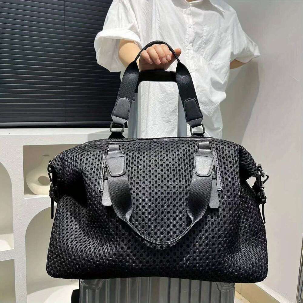 Women's Travel Simple Leisure Vacation Large Waterproof Nylon Mesh Shoulder Messenger Bag