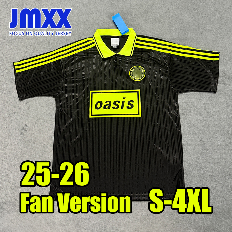 XXXL 4XL JMXX 25 26 Oasis Live 25 Soccer Jersey 25th Anniversary Black Green Pre Match Special Mens Uniforms Jerseys Man Football Man Shirt 2025 2026 Fan Version