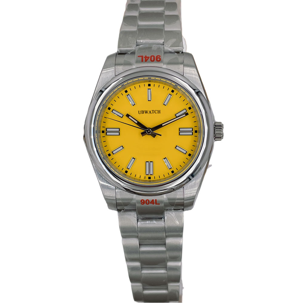 40MM Appropriate Size U1 Automatic Sapphire Glass Bright Yellow Vibrant Mens Watches High Quality Stainless Steel Wristwatches