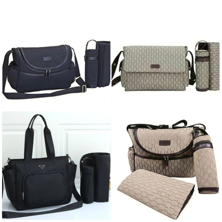 Designer diaper Waterproof Mom Bag 3 set Diaper bag Baby Zipper Brown plaid print a55v5 diaper bag 2025