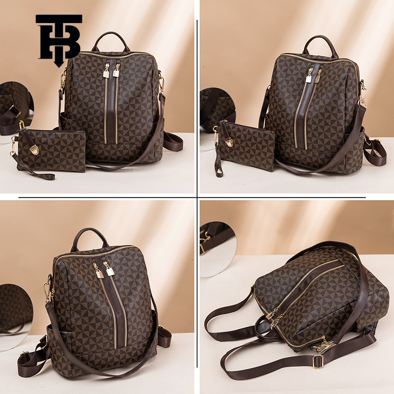 TB BHULAMTE Designer Fashion Printed Backpack Luxury Women's Bag New 2025 Korean Version Large Capacity Retro Anti-theft Backpack Multi-functiona