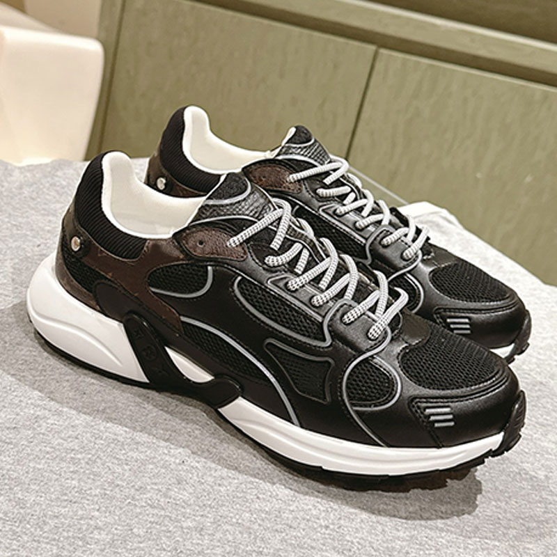 Italian Designer Men Women Olympia sports shoes couple style sports dad shoes classic black leather upper mesh breathable material EVA rubber sole men running shoes