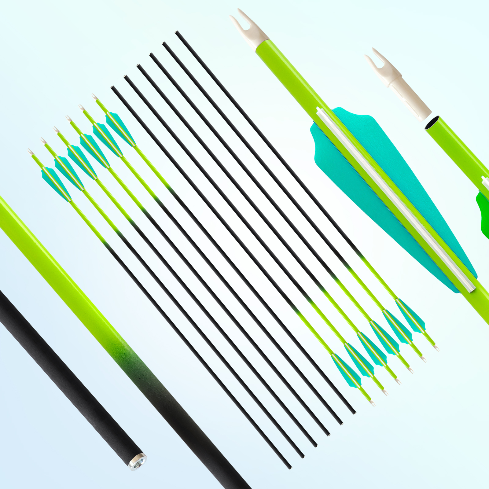 Carbon Fiber Target Archery Arrows - 6.2mm Gradation Shaft, 31 Inch Length, Ideal for Reccurve/Compound Bows with Various Spines (12-Pack)