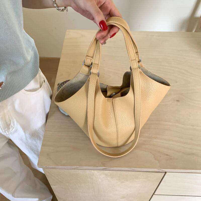Branded Shoulder Bucket Bag Set For Women 2-In-1 Soft PU Leather Pure Color Large Capacity Shopper Tote Designer Handbags