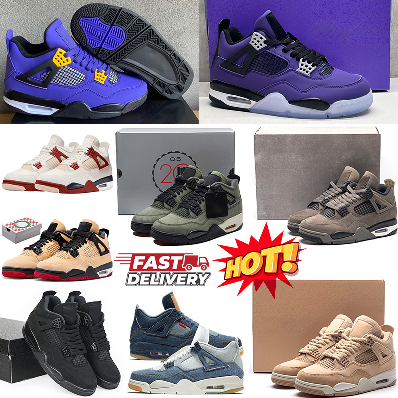 Imperial Purple Cave Stone 4 men basketball shoes 4s women Cozy Girl Undefeated Denim Black Cat White Cement Nigel Sylvester mens trainers outdoor sneakers with BOX