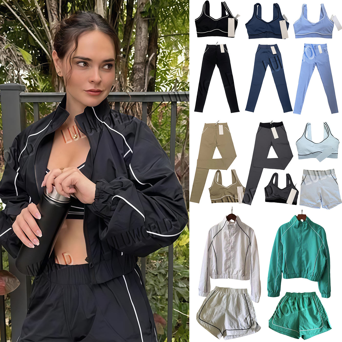 5A Quality Women Yoga Suits Jacket And bra Sets Sports Heart Throb Legging+Shorts White-Striped Fitness Pilates Workout Quick-Drying High Aloness women clothes Sets