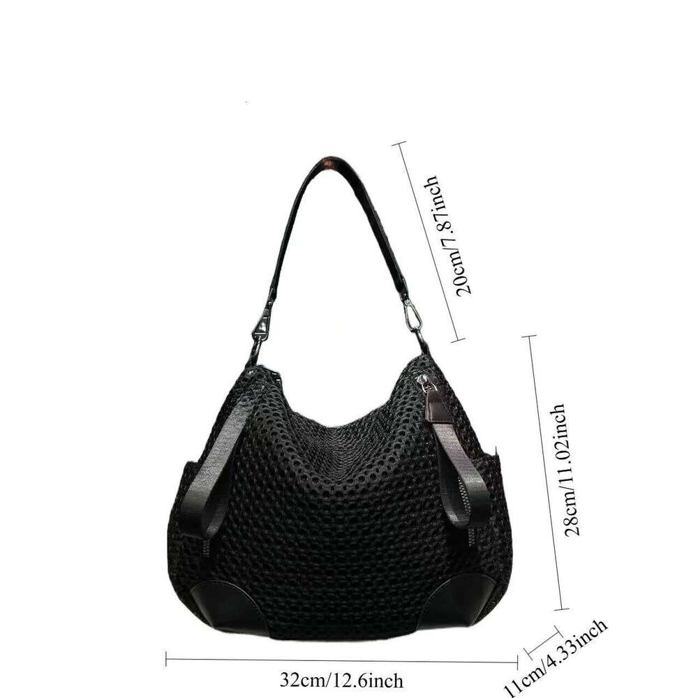 Ladies' Fashionable And Casual Nylon Mesh Shoulder Bag With Large Capacity Retro Ing Splicing Diagonal Cross Handbag