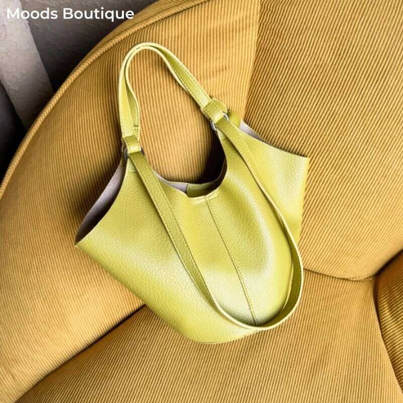 Branded Shoulder Bucket Bag Set For Women 2-In-1 Soft PU Leather Pure Color Large Capacity Shopper Tote Designer Handbags