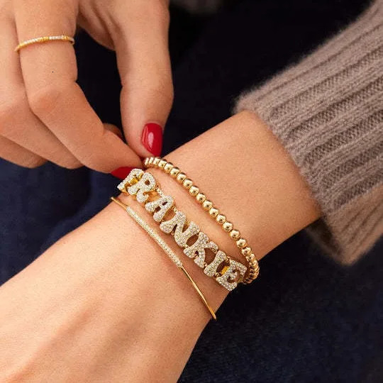 DOREMI Fat Bubble Slide Initial Letters Bracelet Crystal Letters Women Name DIY Sliding Slider Letter Bracelets 250829