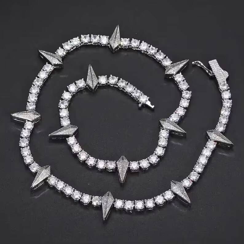 Fully Iced Out Moissanite Diamond Tennis Chain Punk Choker Necklace Bracelet Hip Hop Jewelry Customized Jewelry Gift for Men