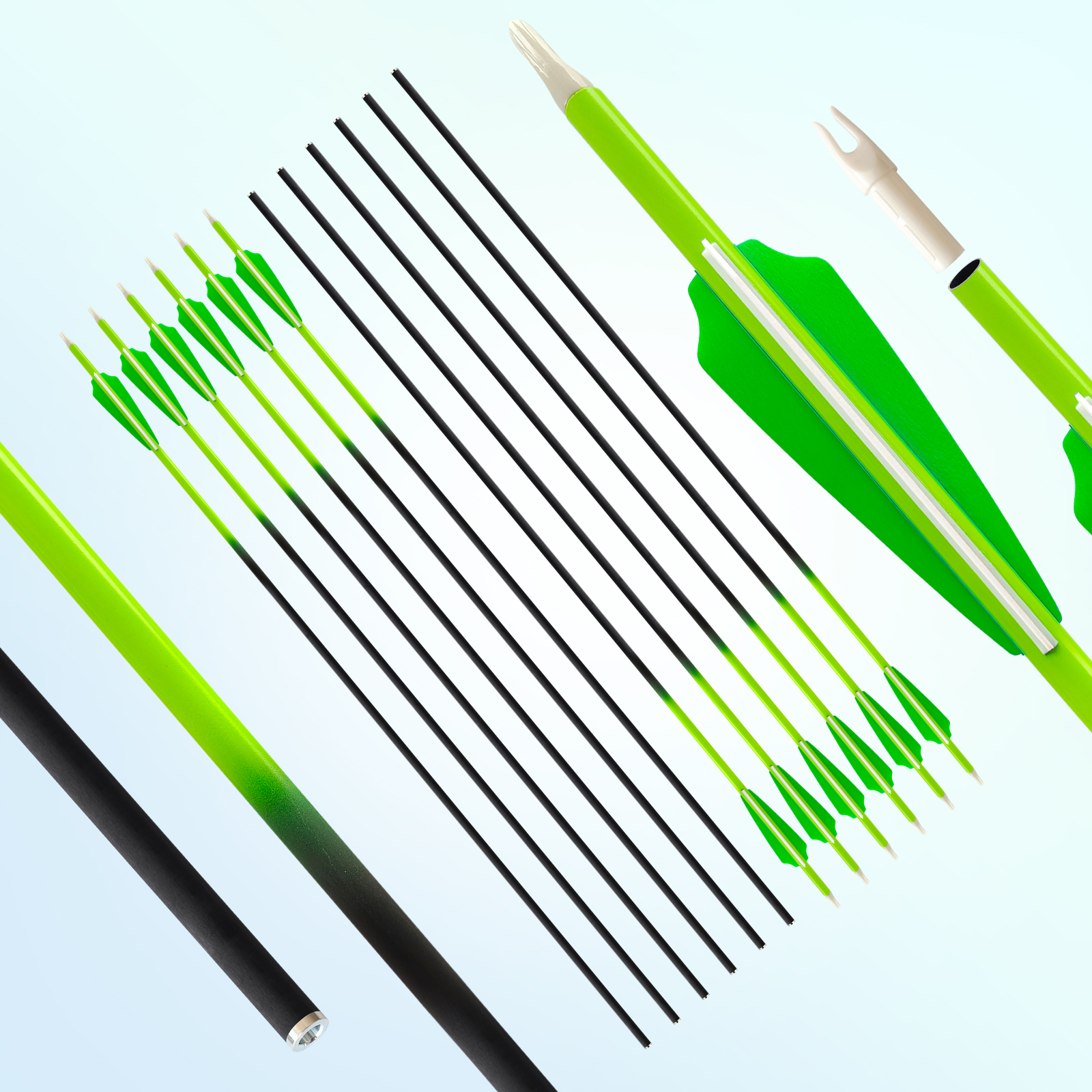 Carbon Fiber Target Archery Arrows - 6.2mm Gradation Shaft, 31 Inch Length, Ideal for Reccurve/Compound Bows with Various Spines (12-Pack)