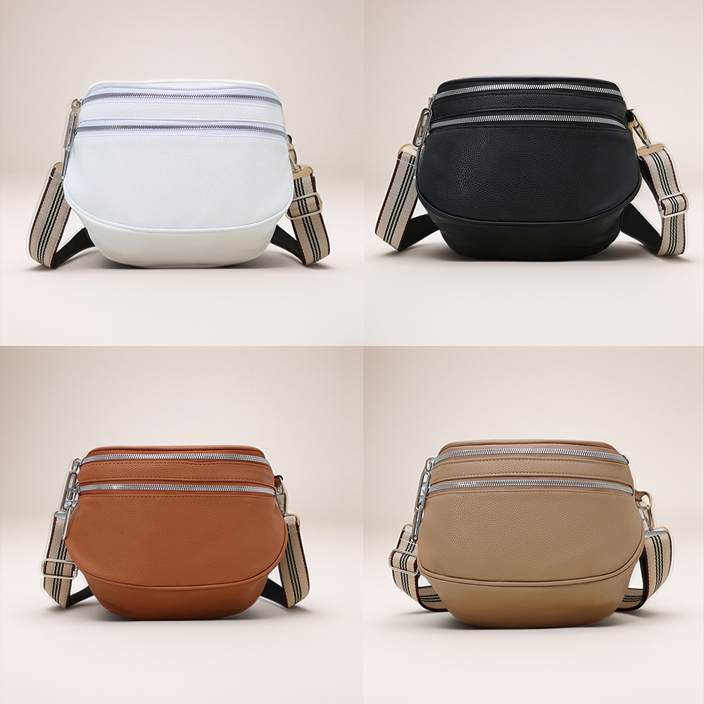 Women Stylish Crossbody Bag with Wide Strap Vintage Chest Bag PU Leather Fashion Sling Bag Female Daily Dating Bag