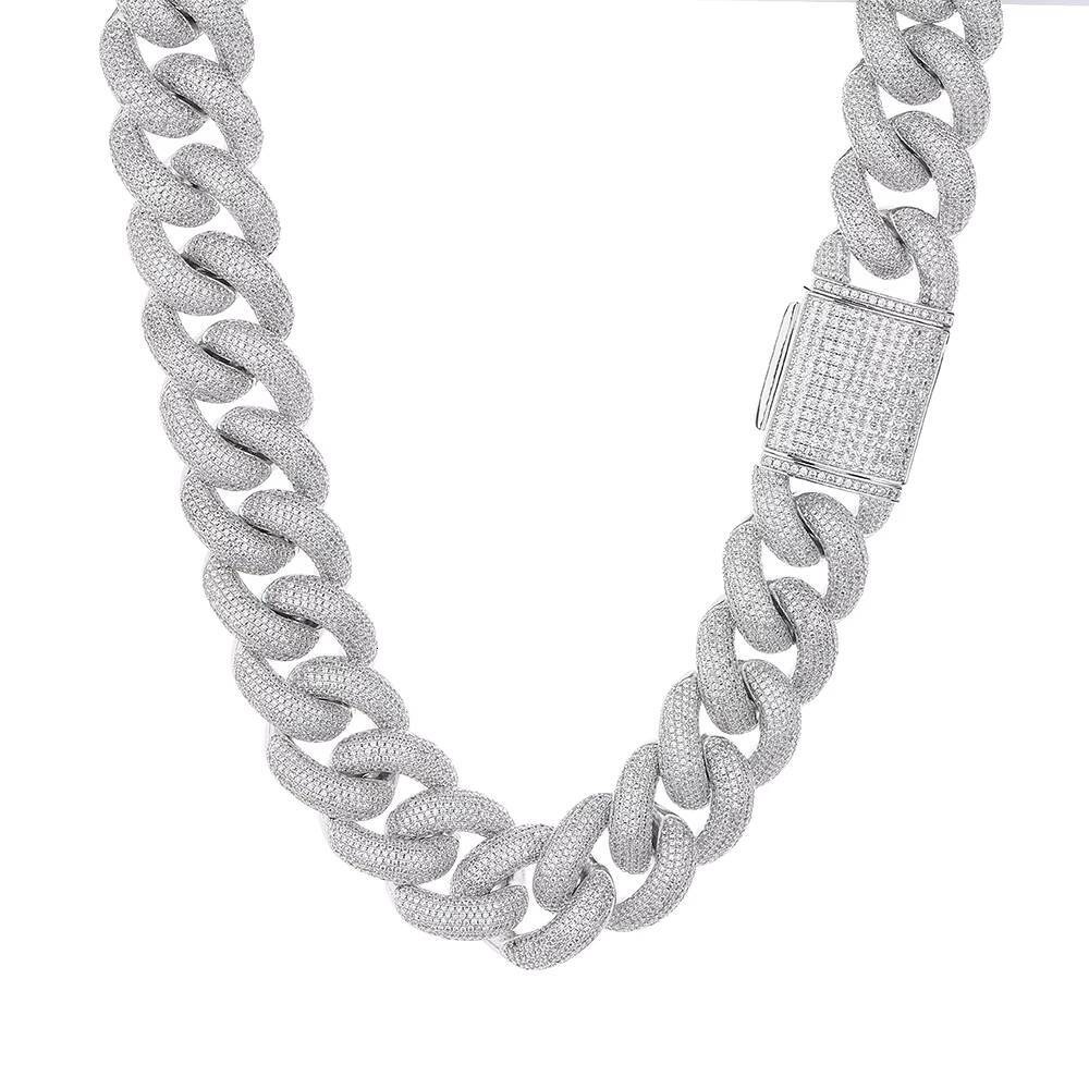 Hip Hop Jewelry 15mm Chunky Cuban Chain Iced Out CZ Stone Gold Cuban Miami Chain Miami Cuban Chain Necklace