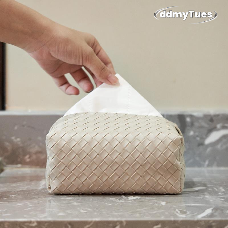 Woven Tissue Box Living Room Light y Highend Leather Home Coffee Table Napkin Storage 250710