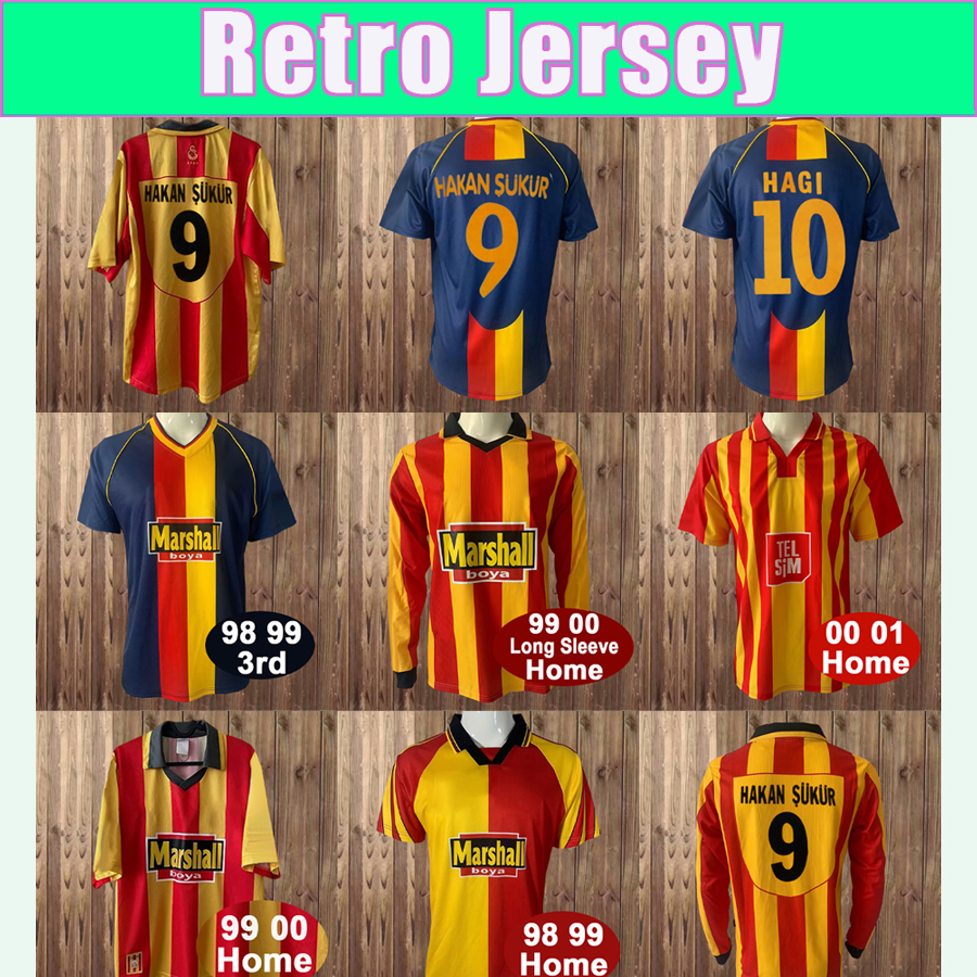 1998 2000 Galatasaray Retro Mens Soccer Jerseys CAPONE HAGI HAKAN SUKUR Home Yellow Red 3rd Football Shirts Short Sleeve Vintage Adult Uniforms
