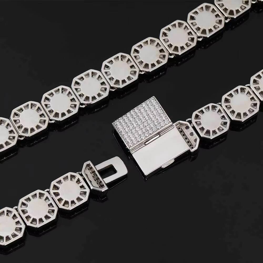 Hip Hop Luxury Men Women Choker Necklace Bling Lab Diamond CZ Paved 10mm Clustered Tennis Chain Necklace