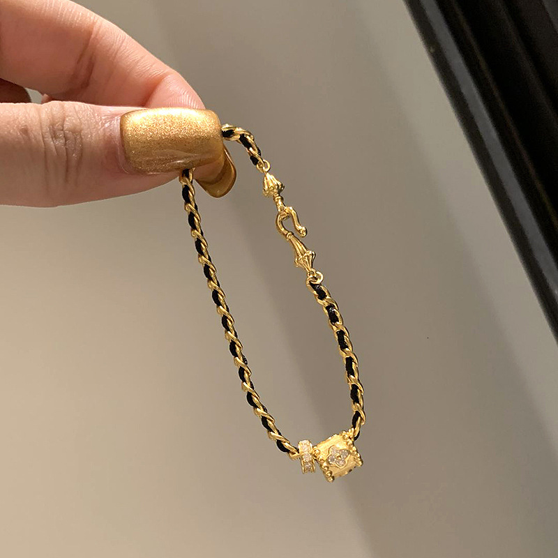 Luxury Brand Designer Jewelry Xiaohongshu Hot-Selling Gold Running Ring Black Gold Bracelet For Women Simple Fashionable Little Style Chain Brushed Sp