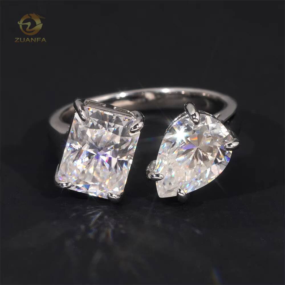 Instock Fancy Cut 925 Silver Women Engagement Ring Moissanite Diamond Iced Out Wedding Rings Radiant Hip Hop Ring Pass Tester