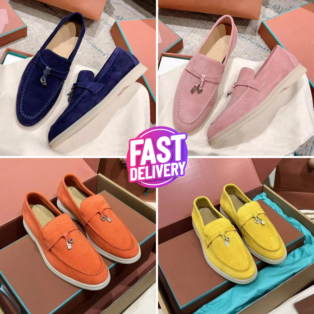 Designers Men casual shoes Women Embellished Walk Suede Loafers Slippers Summer Couples Genuine Leather Casual Ltaly Shoes A