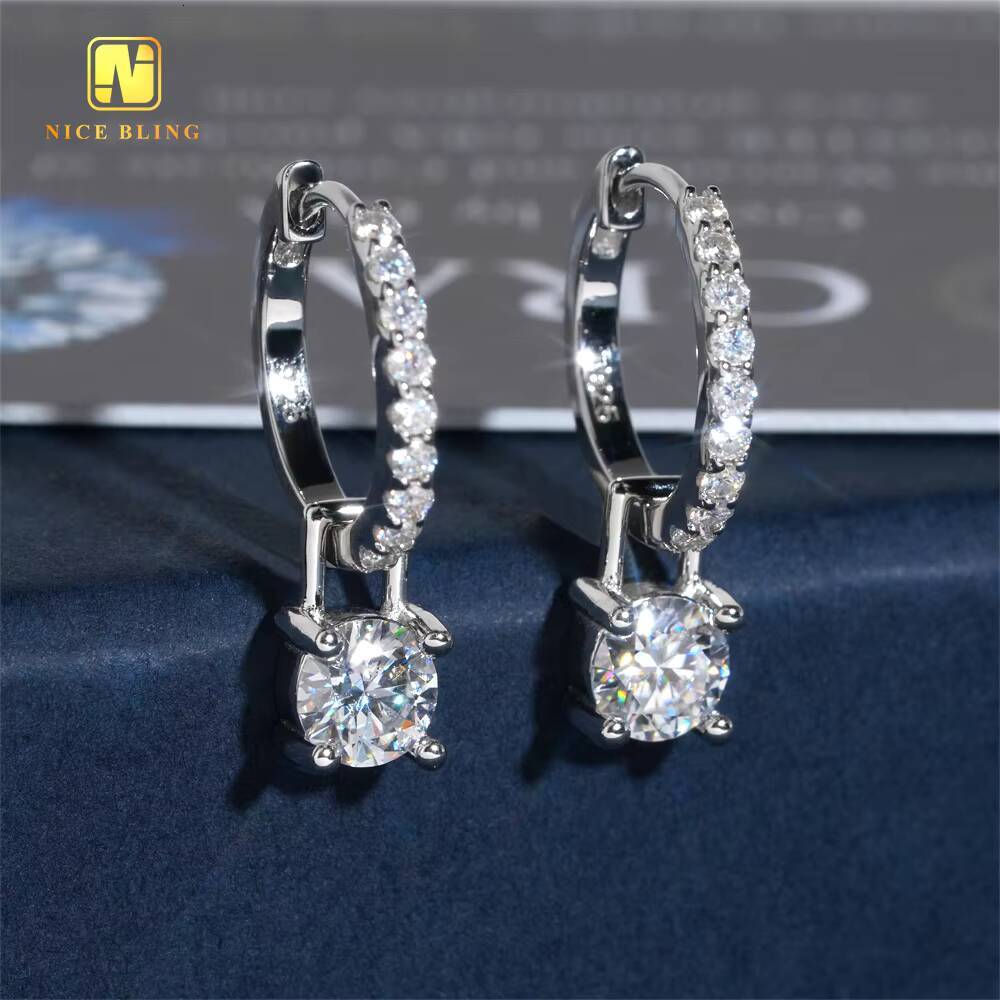 Factory Direct Hoop Earrings Ready Stock GRA Cheap Price Fine Quality Moissanite Stud Earring for Women Moissanite Jewelry