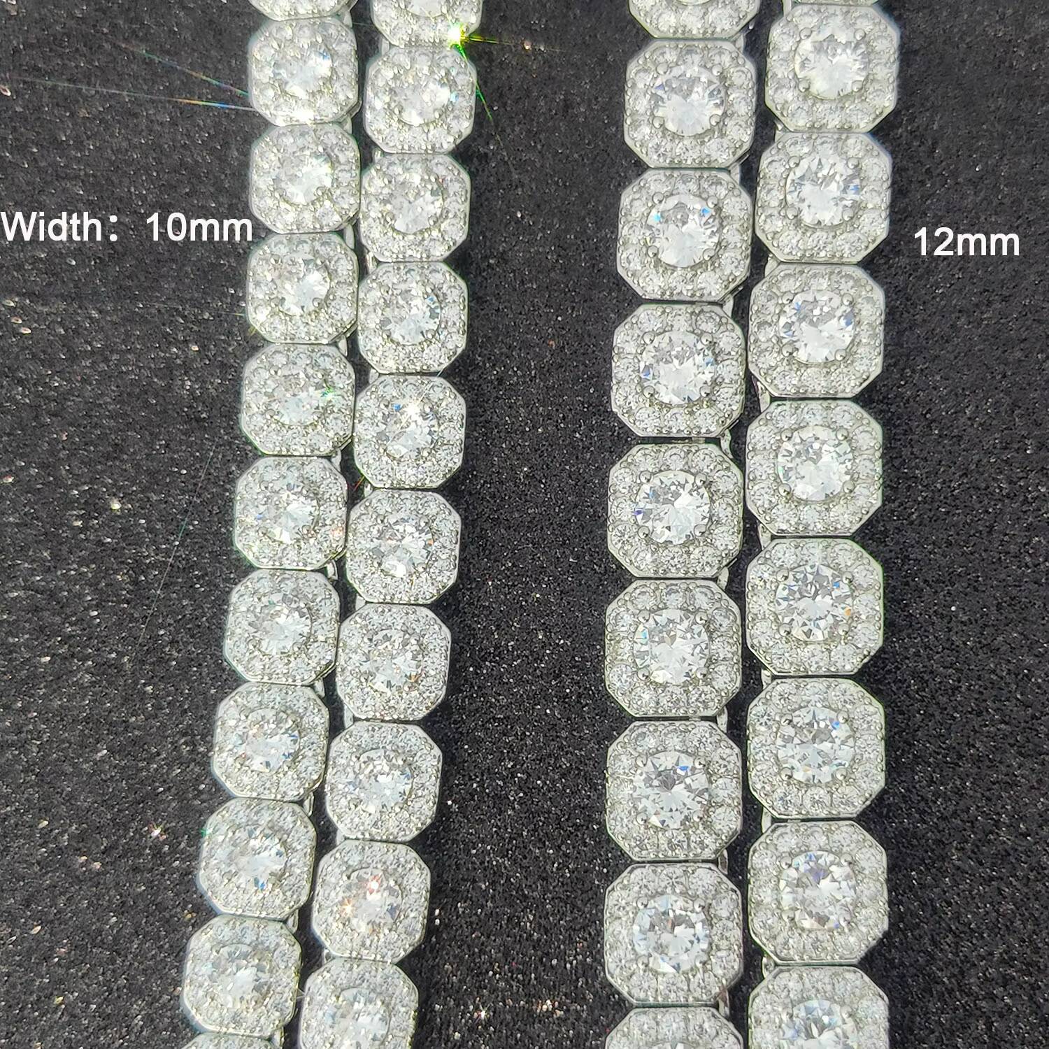 Eskeen Unisex Hip Hop Style Tennis Chain Necklace Iced Out VVS Moissanite 925 Silver Gold Plated Fine Jewelry