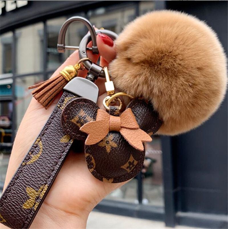 Designer keychain Mouse Diamond chain Luxury Car key chains bag charm Favor wer Pendant Jewelry Keyring Fashion PU