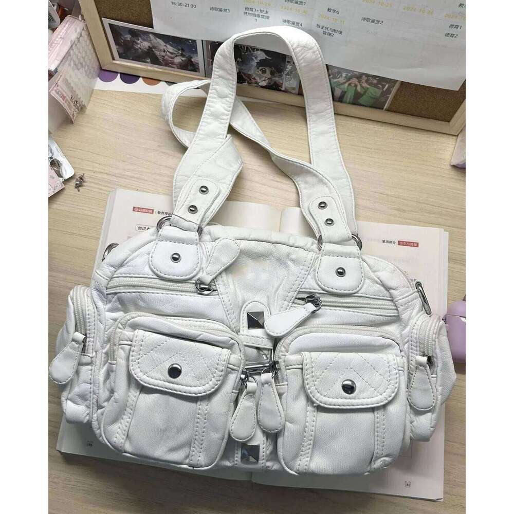 JIAERDI Hot Girls White Y2k Shoulder Bags Women Vintage Subculture Leather Casual Handbag Female Haruku Underarm Bag Purse New