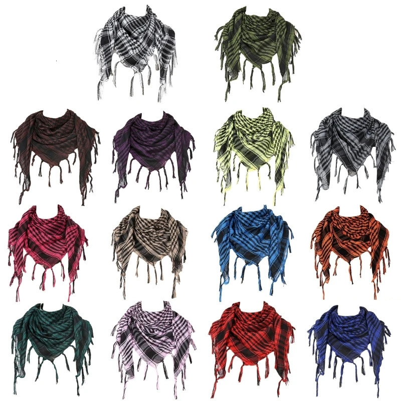 Stylish Shemagh Scarf Fringed Checker Arab Shawl for Men Women Muslims Dustproof Headwrap Desert Neckscarf 250901