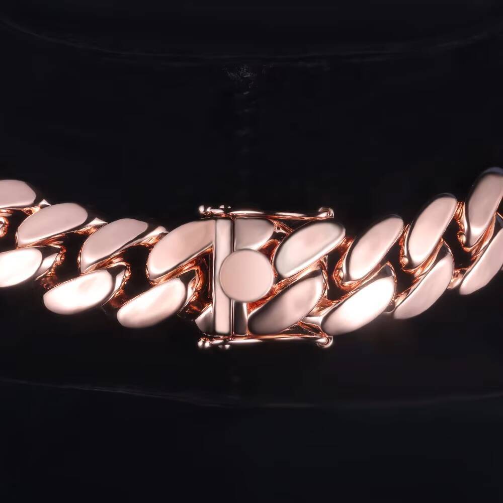 Custom 19mm S925 Sterling Silver 10K 14K 18K Solid Gold with D VVS Moissanite Diamond Lock Miami Cuban Link Chain Necklace