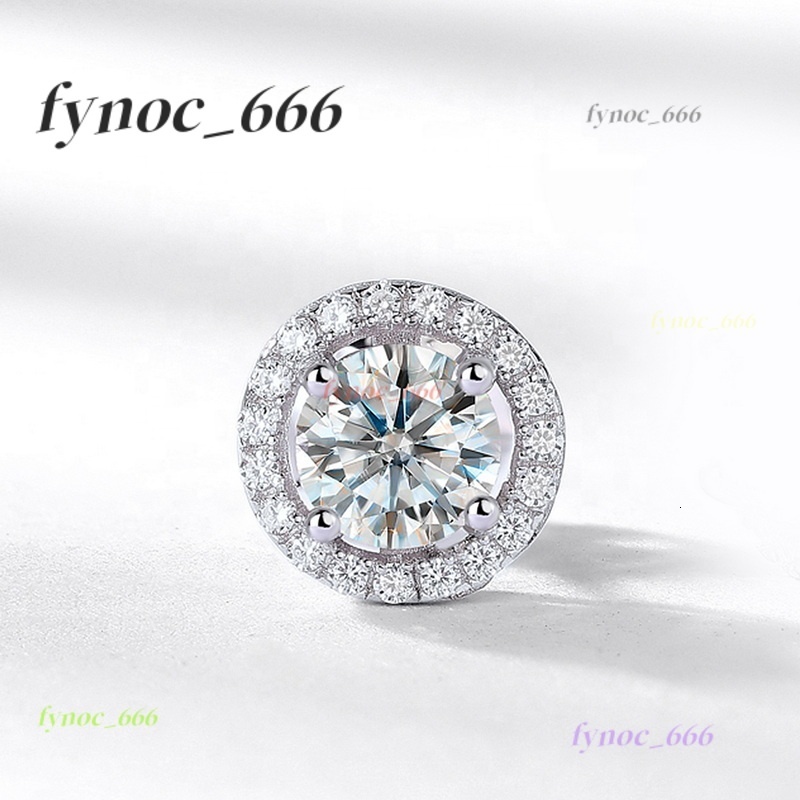 Fine Jewelry Sterling Silver Round Cut Diamond Earrings White Gold Color Moissanite Diamond Stud Earrings for Women