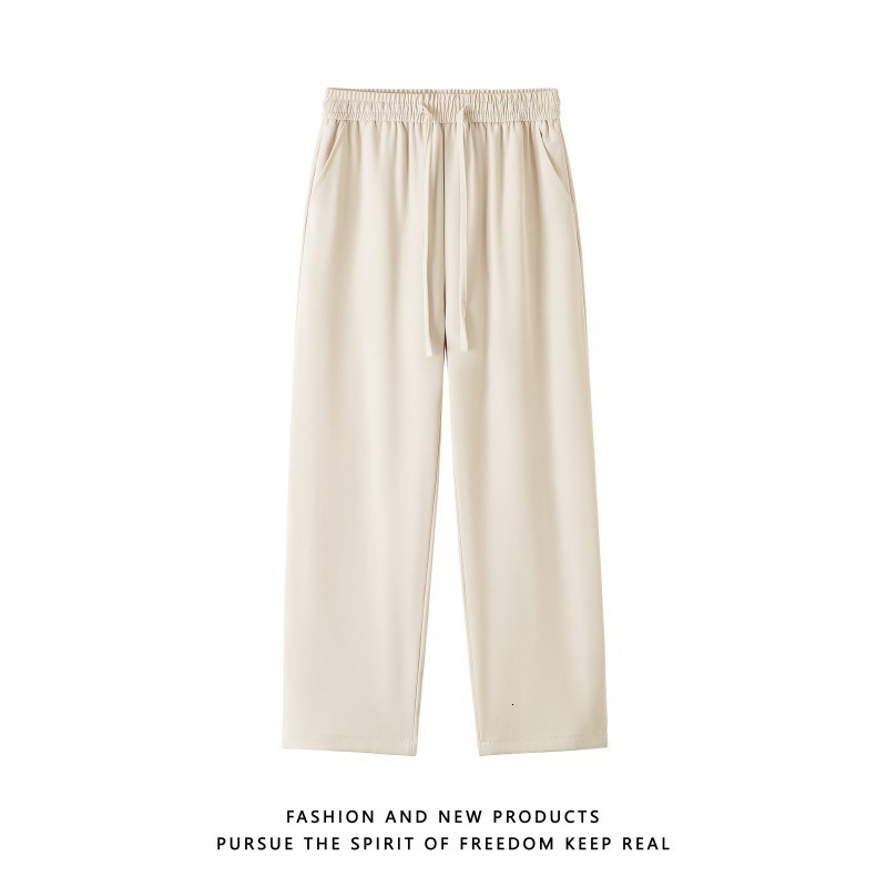 Mens Lightweight Pants Casual Solid Color Sweatpants Straight Drawstring Breathable Baggy Loose Pants Streetwear Trousers Men 250702