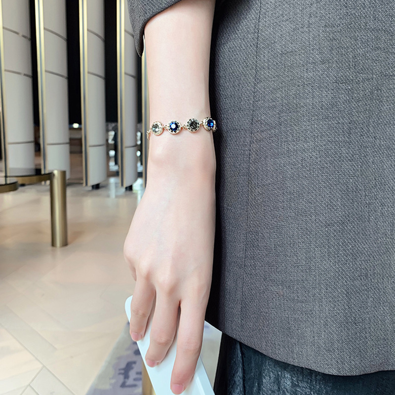 Real Gold Plated Fashion Personality Sparkling Dia Korean Dongdaemun Elegant Bracelet Simple Internet Celebrity Jewelry for Women