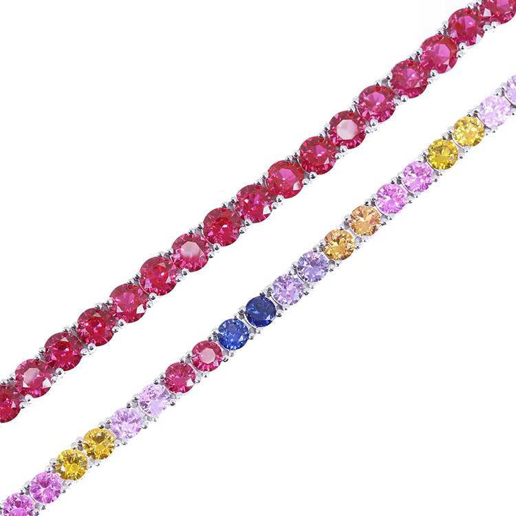 XingGuang Tennis Chain Fine Jewelry 3mm 4mm 5mm Width Ruby Necklace 925 Solid Silver Ruby Red Corundum Tennis ChainBracelet