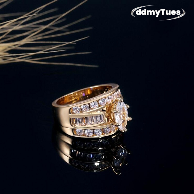 Hot Sale New Arrival Jewelry Sier&Gold Fill Marquise Cut White Topaz CZ Dia Party Women Wedding Bridal Ring for Birthday Gi ddmythur