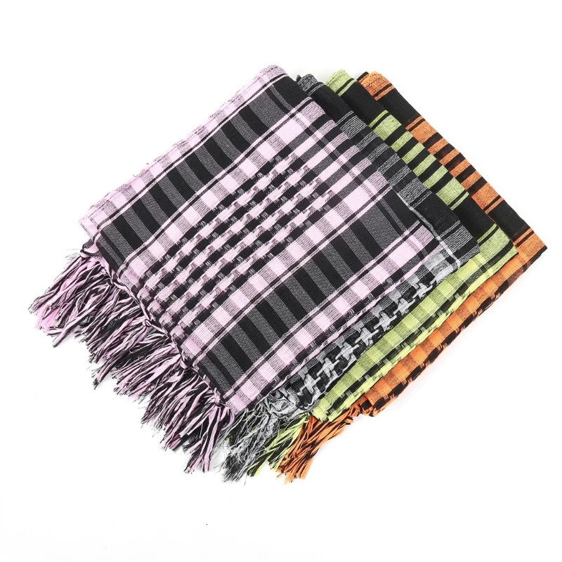 Stylish Shemagh Scarf Fringed Checker Arab Shawl for Men Women Muslims Dustproof Headwrap Desert Neckscarf 250901