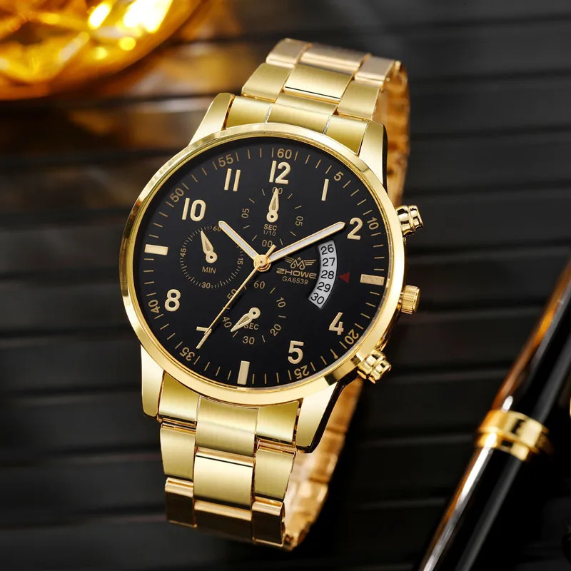 1PC Mens Watch Fashion Business Calendar Mens Steel Belt Watch Mens Christmas Valentines Day Gift 250901
