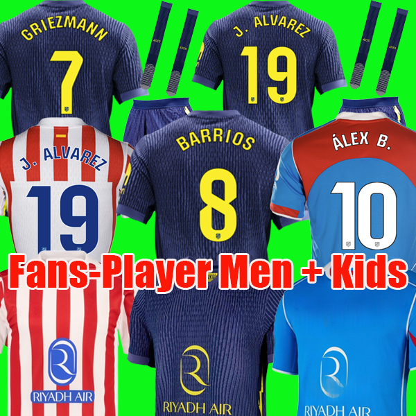 atletico de ma drids Jerseys 25 26 GRIEZMANN BARRIOS J. ALVAREZ M.LLORENTE Camisetas de futbol atletico ma drids LEMAR men kids kit Football Shirts 2025 2026