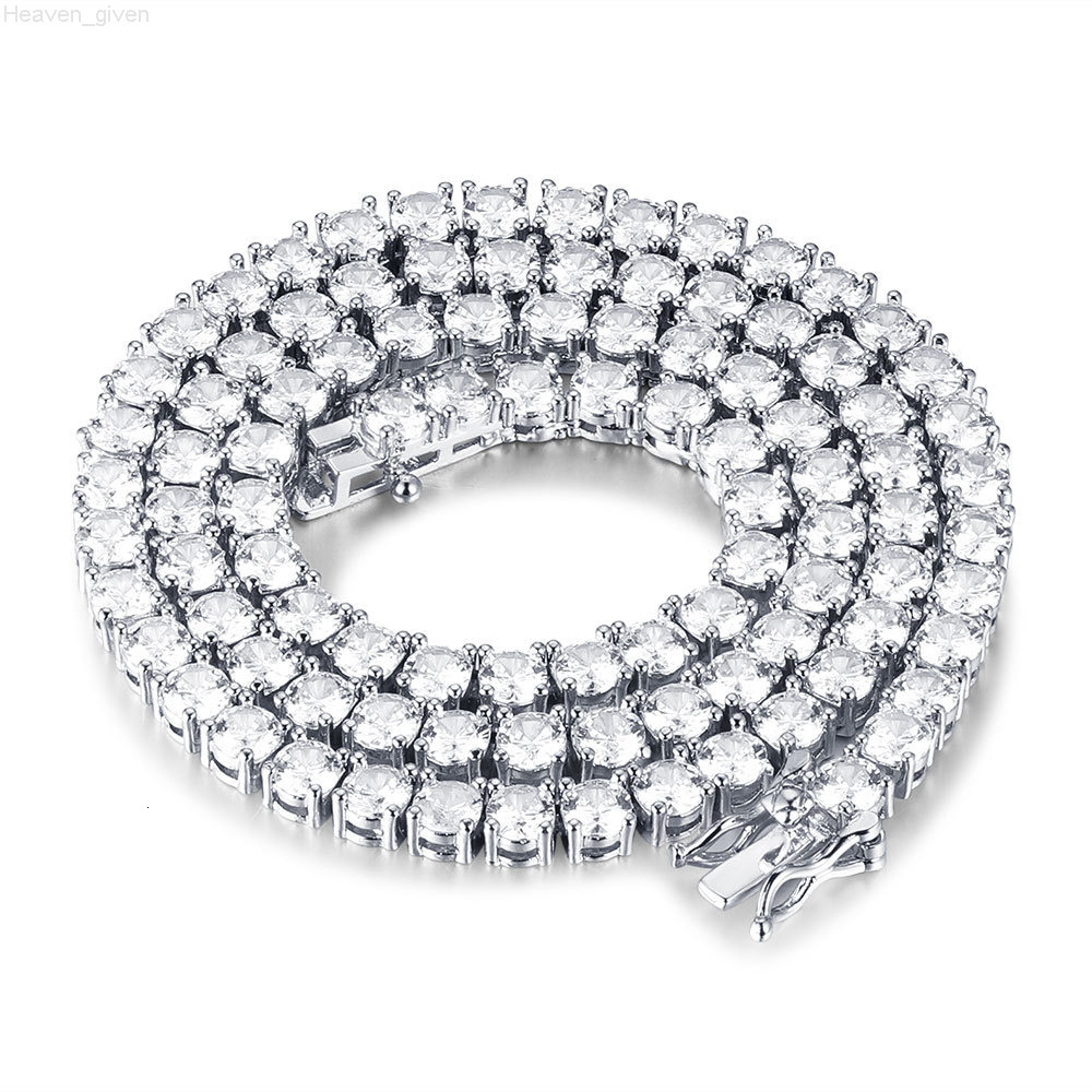 3MM 4MM 5MM Iced Out Diamond Necklace Hip Hop Micro Setting Bling CZ Tennis Chain