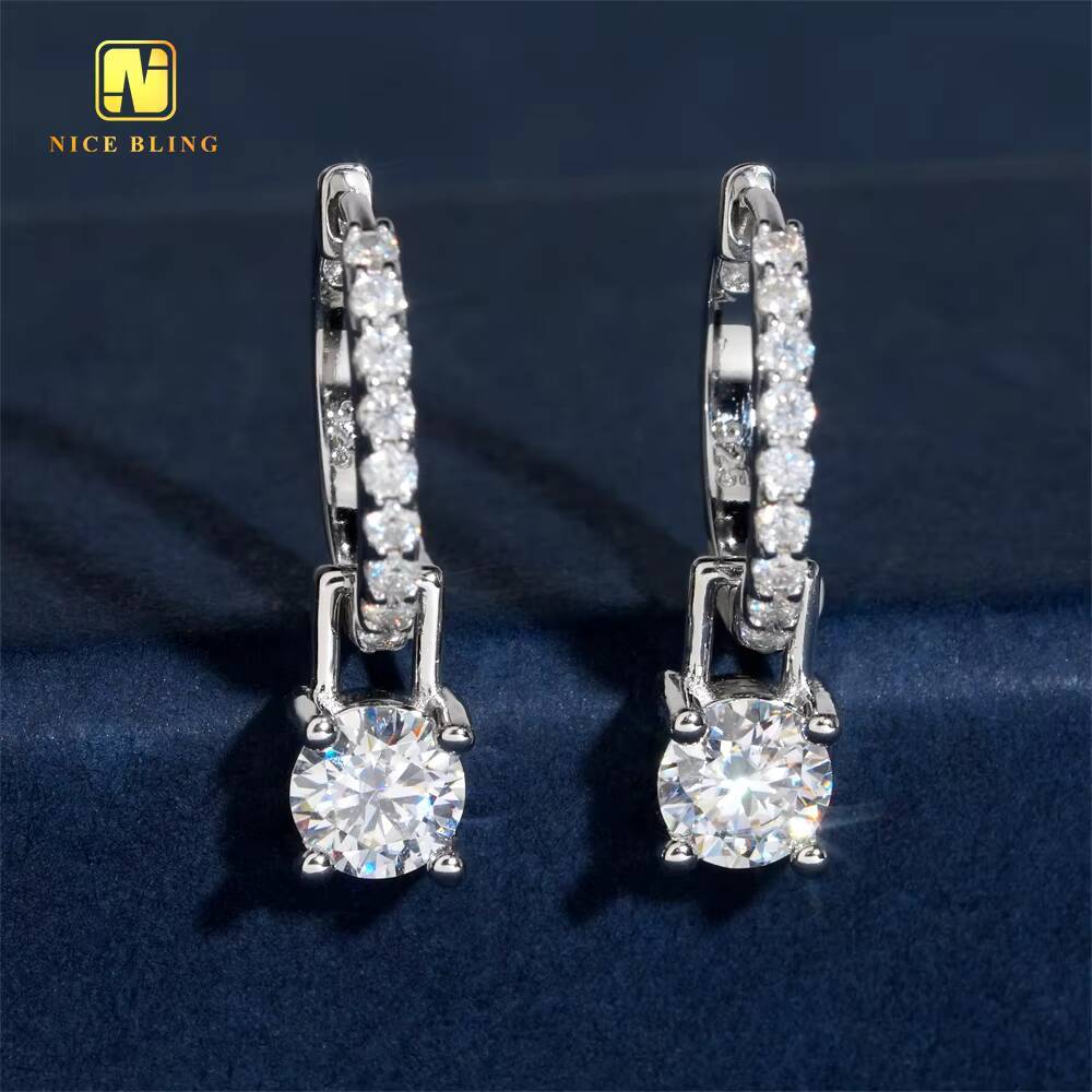 Factory Direct Hoop Earrings Ready Stock GRA Cheap Price Fine Quality Moissanite Stud Earring for Women Moissanite Jewelry