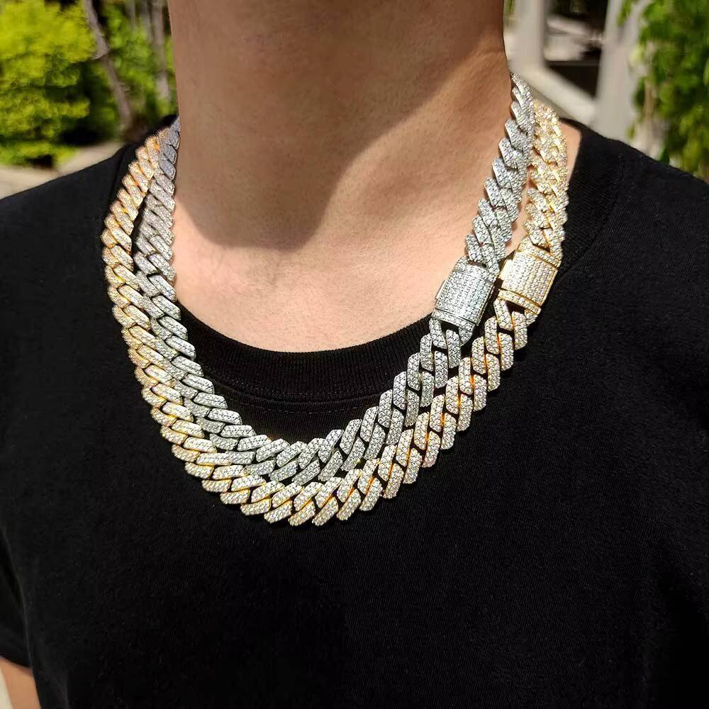 15MM Iced Out Heavy Material Miami Cuban Choker Necklace Paved Lab Diamond Men Prong Cuban Link Chain