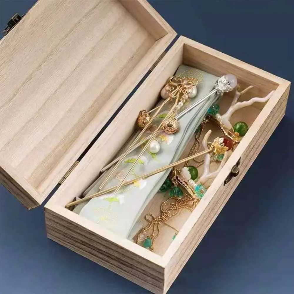 High Quality Wooden Rectangular Wooden Box Vintage Flip Lid Craft Box Pine Treasure Chest Storage GBuChaJia