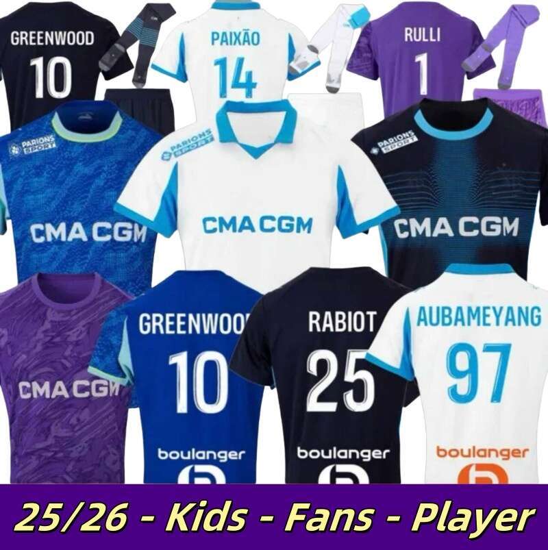 25 26 Mmarseille Soccer jerseys GREENWOOD RABIOT harit BALERDI maillot MarseilleES 2025 2026 OM football shirt man KIDS kit hommes enfants RONGIER GOUIRI S-4XL