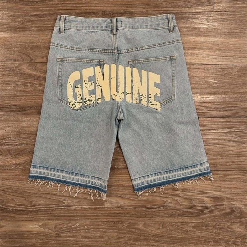 Y2K Gothic Diamond Cross Embroidery Denim Shorts American Retro Blue Gym Shorts Rhinestone Streetwear Hip Hop Men Women Jorts 250901