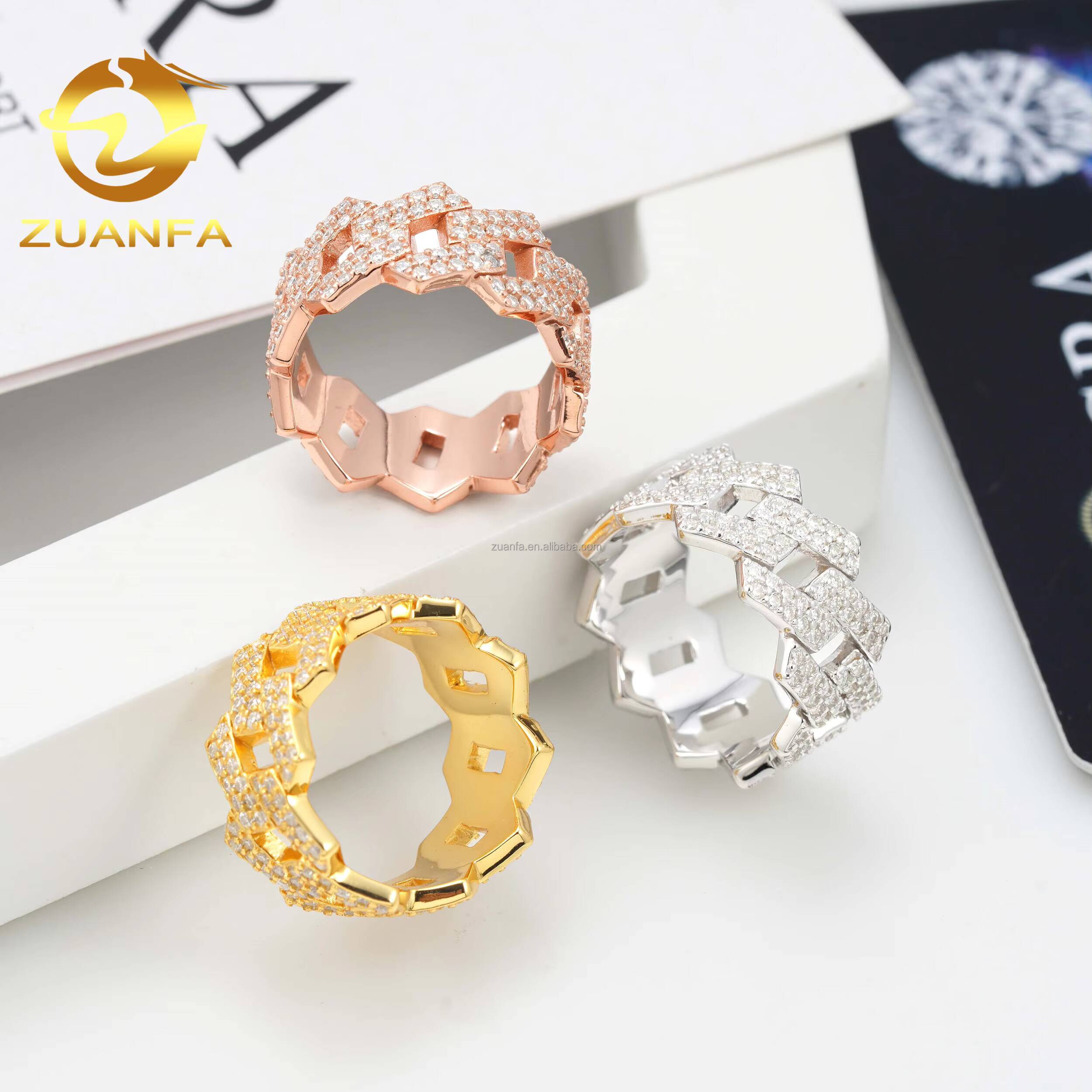 Wholesale Price 925 Sterling Silver GRA Certificates Pass Diamond Tester Moissanite Iced Out Jewelry Hip Hop Cuban Band Ring