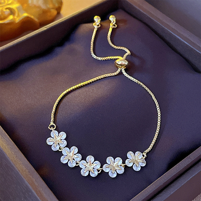 Real Gold Plated Fashion Personality Sparkling Dia Korean Dongdaemun Elegant Bracelet Simple Internet Celebrity Jewelry for Women