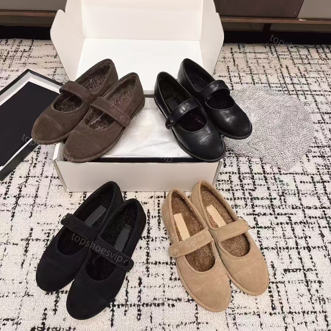 mary jane shoes designer flats women loafers Lambswool designer shoes Top quality genuine leather sole EU35-41
