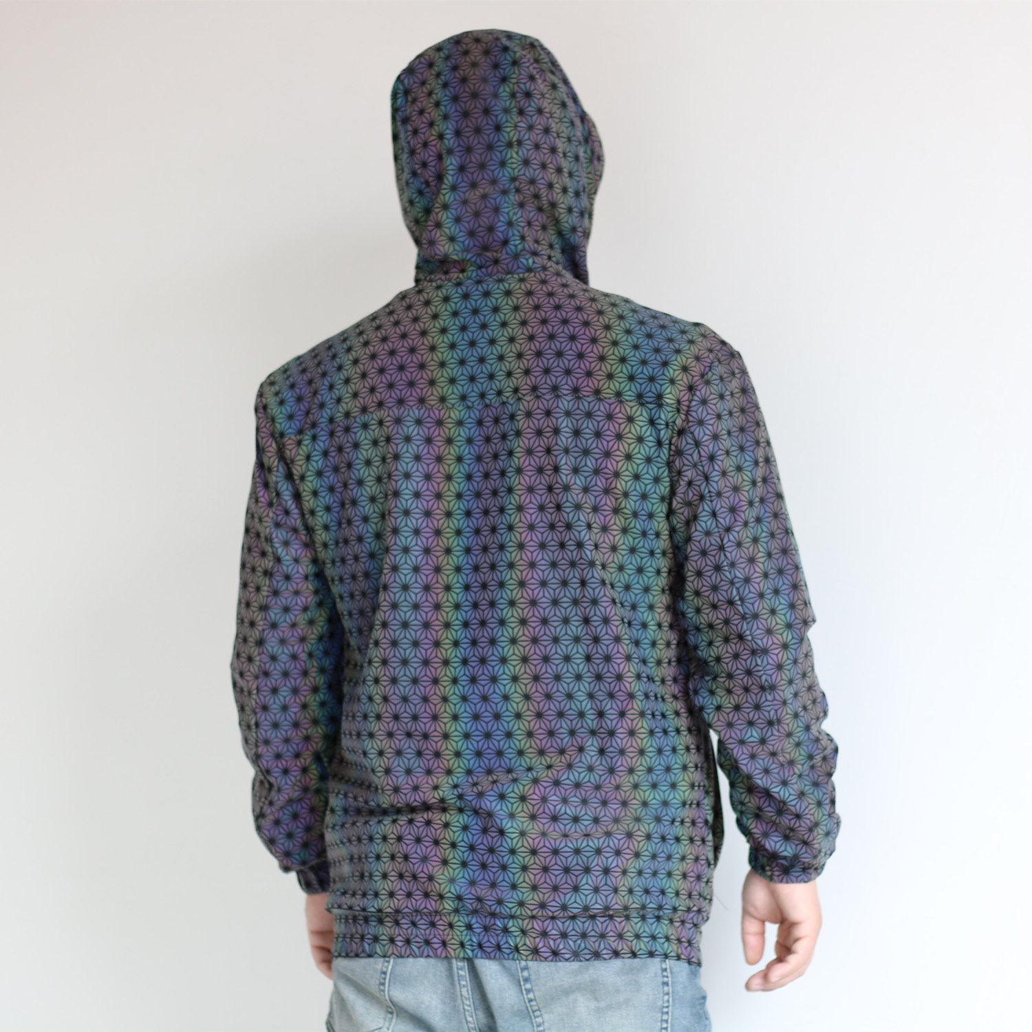 Men's Jackets Geometric Pattern Colorful Reflective Jacket European American Style Knitted Breathable Rainbow Luminous Coat - view 7
